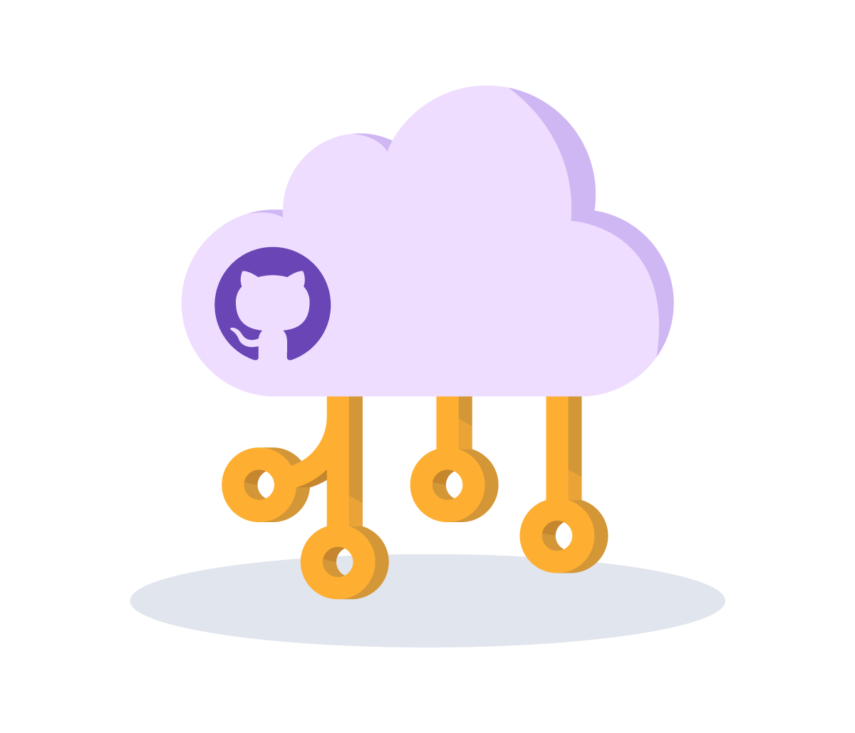 Hackathon in the Cloud logo - purple cloud featuring invertocat logo