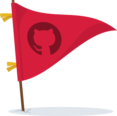 The GitHub logo on a waving red flag.