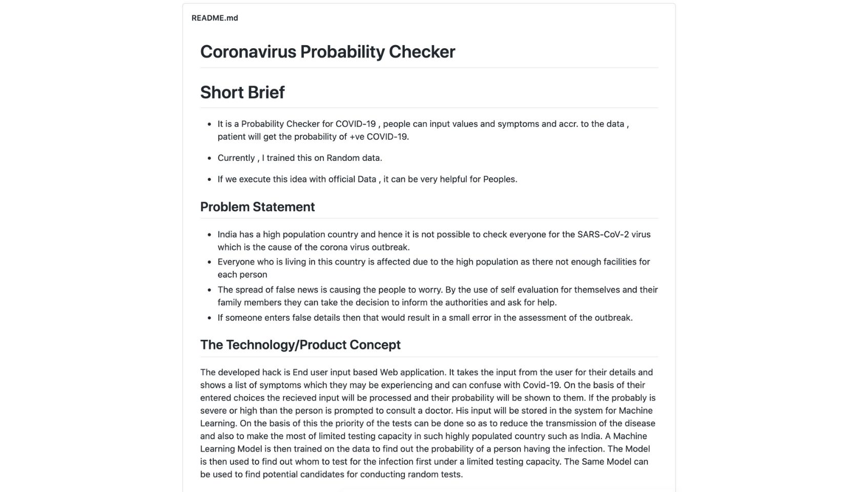 Coronavirus Probability Checker